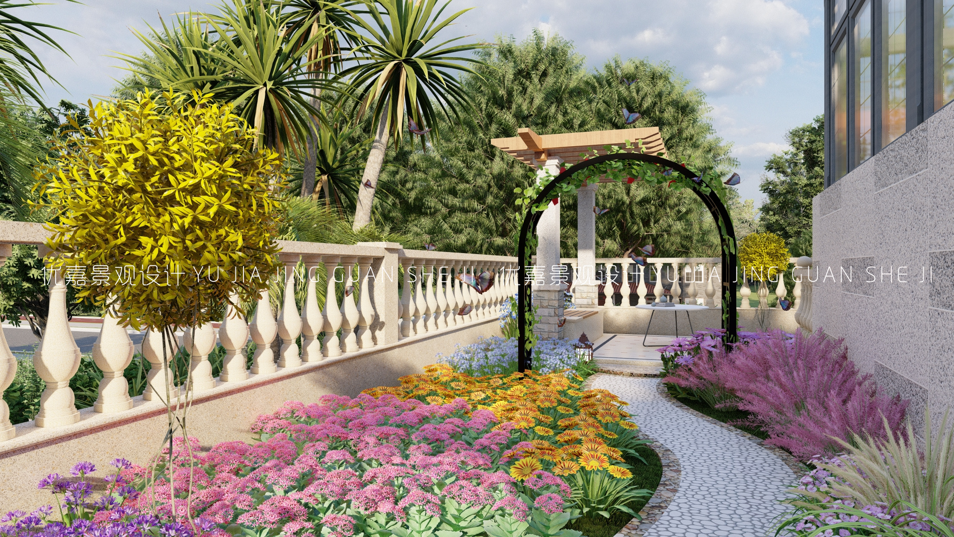 别墅室内庭院花园设计,独栋别墅庭院景观设计说明