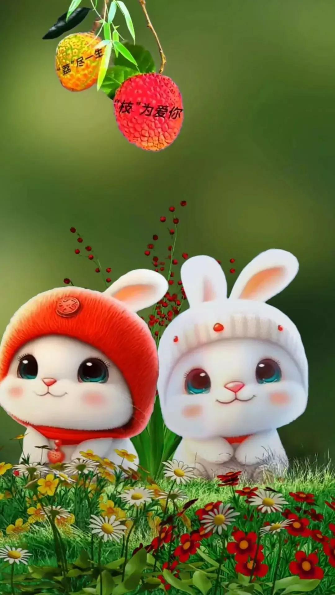 一组开心的萌兔送给大家请欣赏