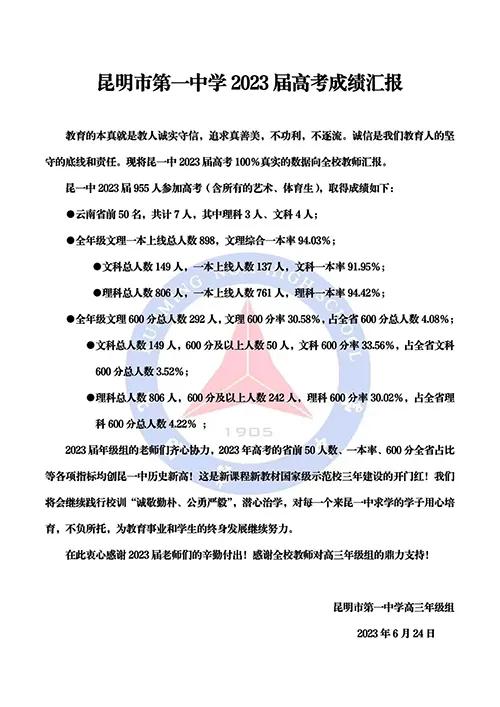 云南最好的中学师大附中,云南十强中学最新排名