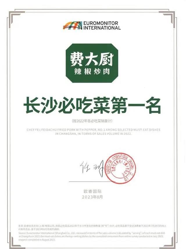 红遍北上广深，费大厨被评为一线城市最受欢迎湘菜品牌