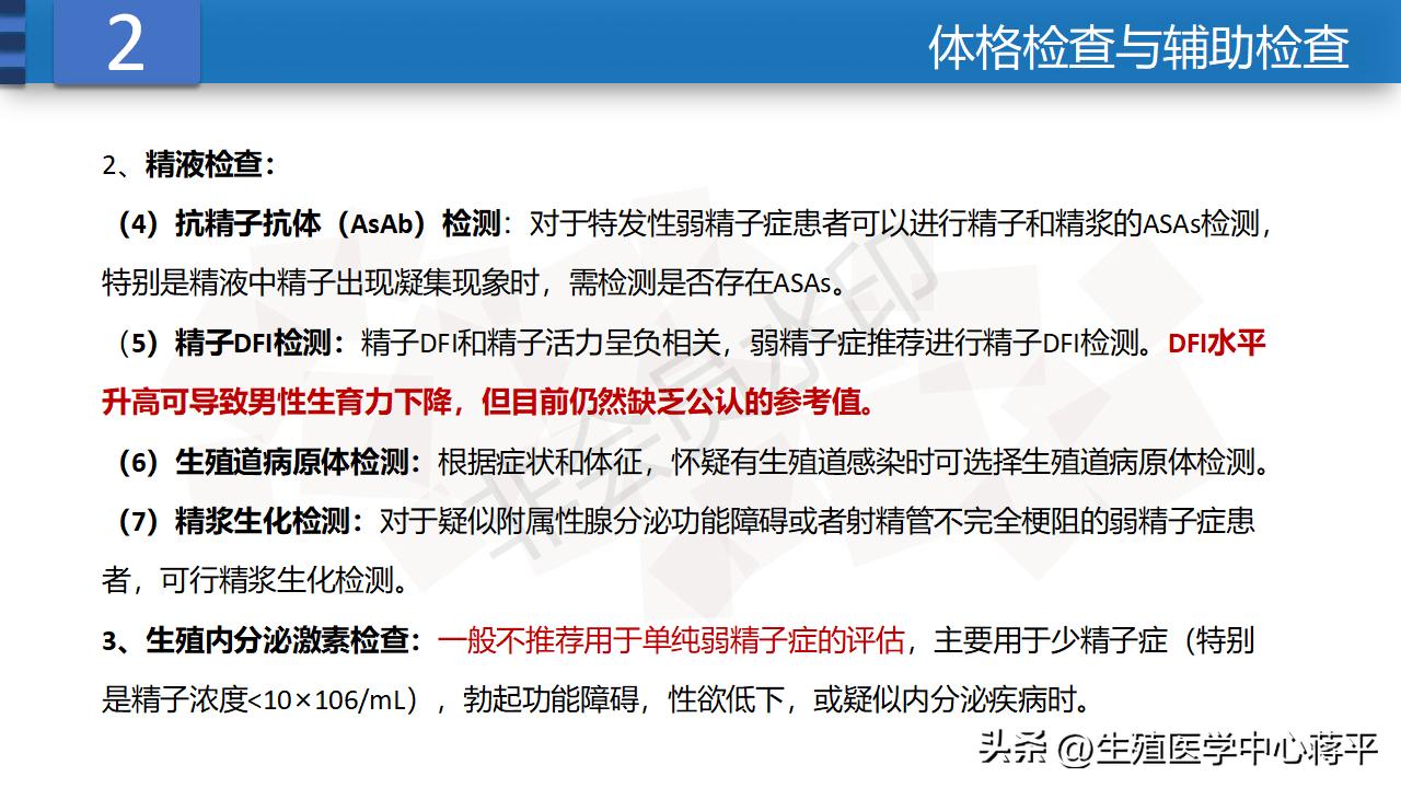 弱精症的详细病因筛查、生育力评估及最新治疗方案
