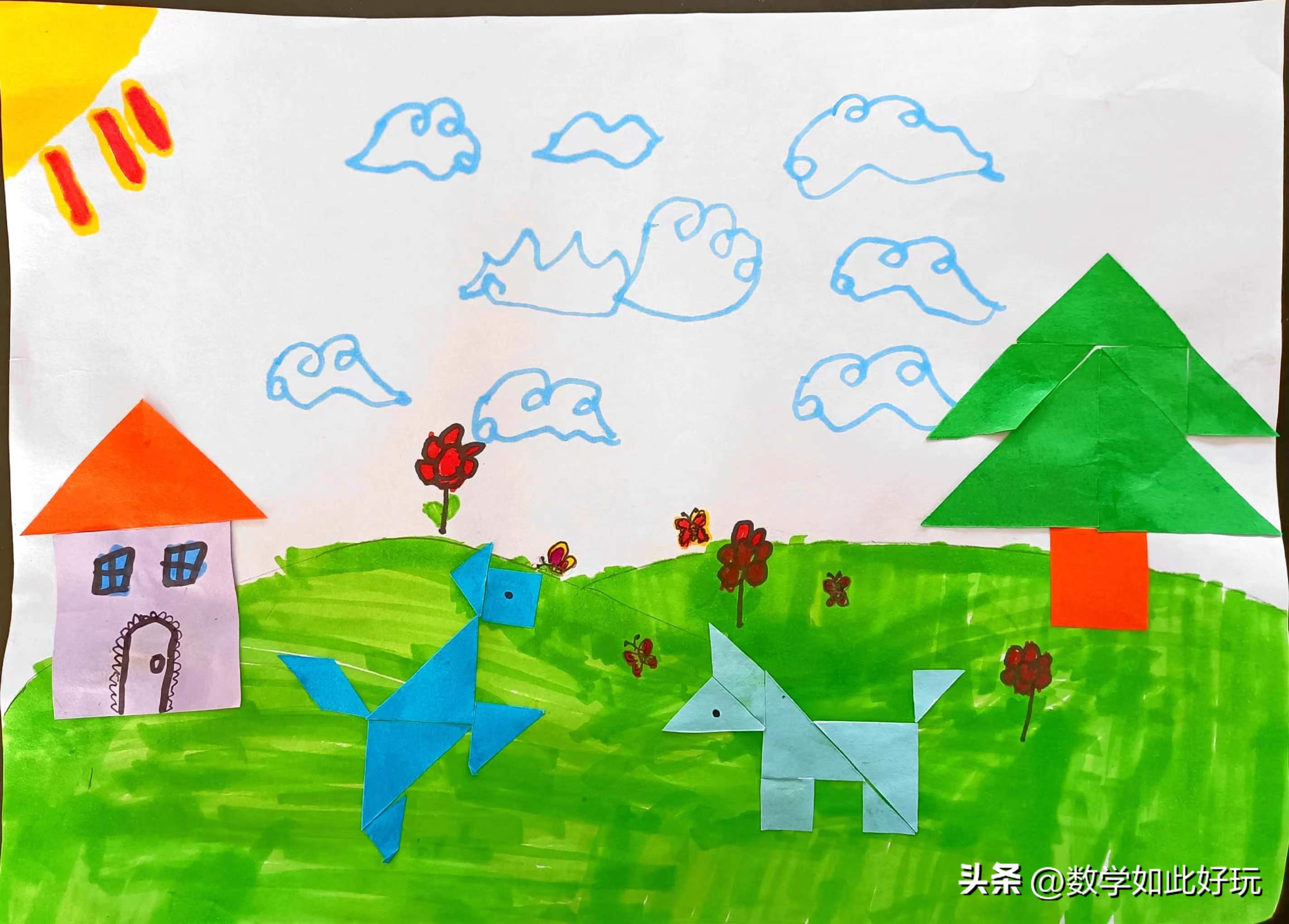 用真正的七巧板拼创意图画讲故事,玩转七巧板创意画可打印