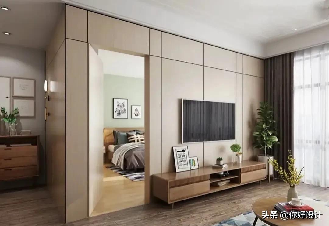 电视背景墙隐形门一体效果,隐形门100寸电视背景墙2022新款