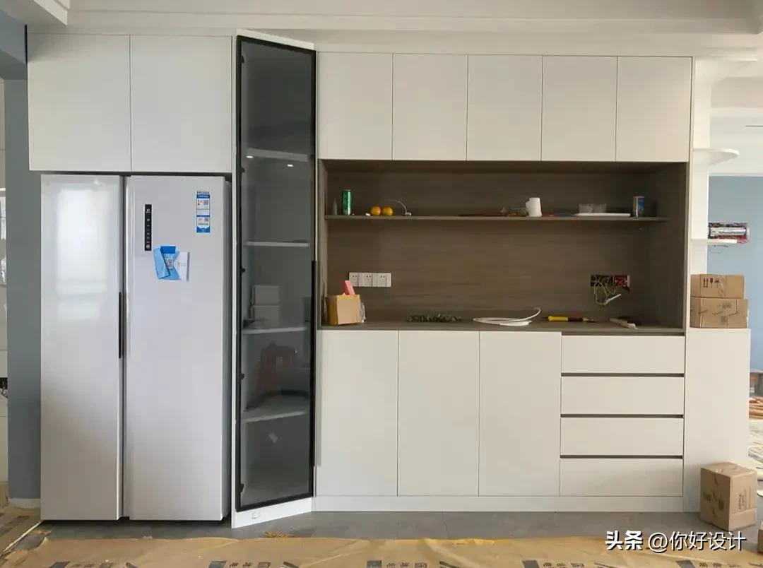 斜角冰箱柜子高级设计,冰箱柜设计效果图大全