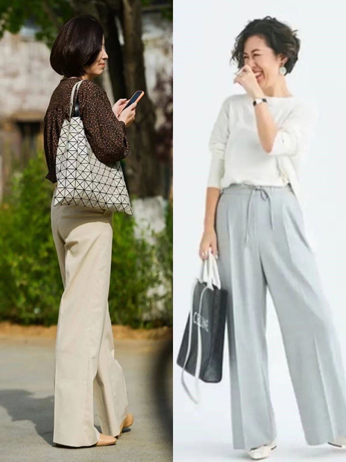 45岁女人穿直筒裤还是穿阔腿裤,中年女人穿阔腿裤直筒裤最合适