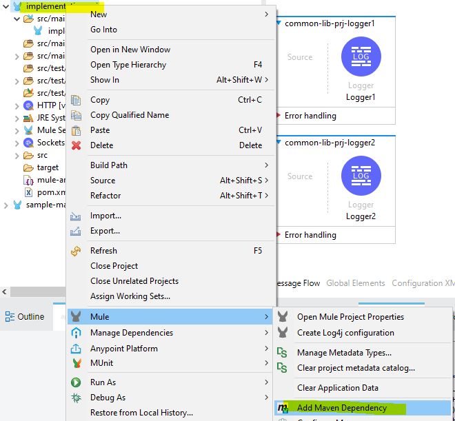 如何在Mule4中配置通用流程以重用通用功能