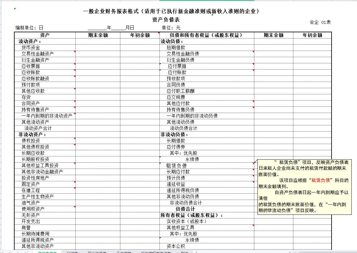 新准则财务报表填写规定,财务报表制度及实施细则