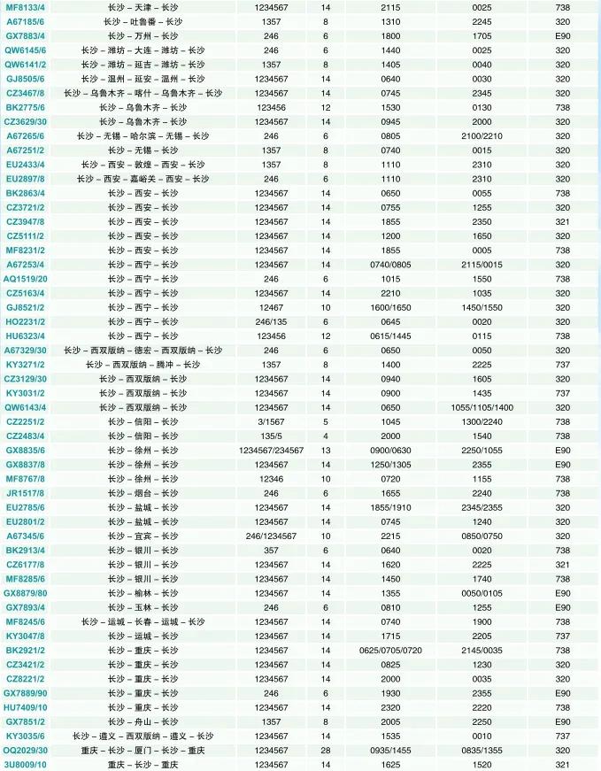 比高铁便宜的航班有哪些,长沙机场换季航班