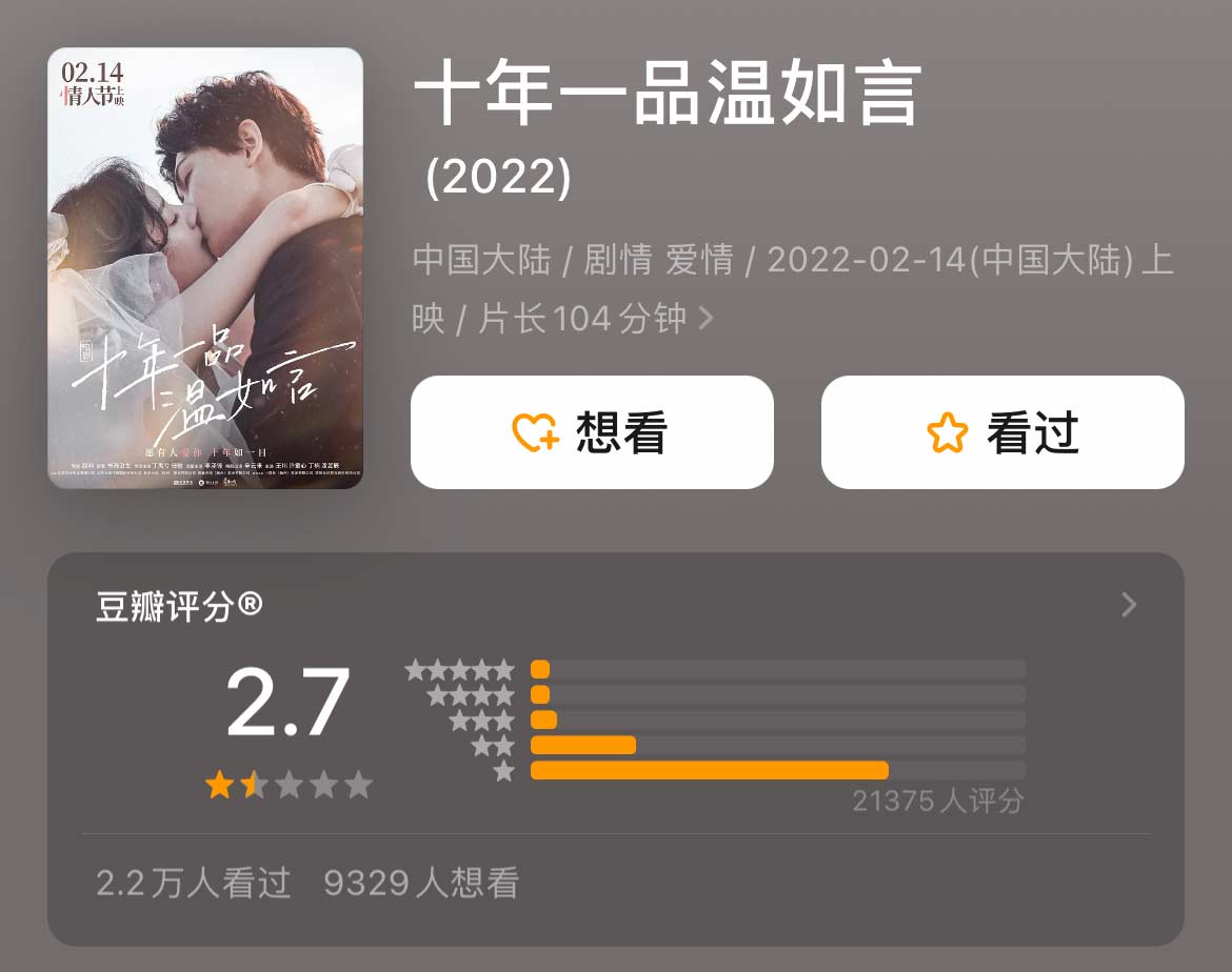电影十年一品温如言情人节,十年一品温如言定档情人节