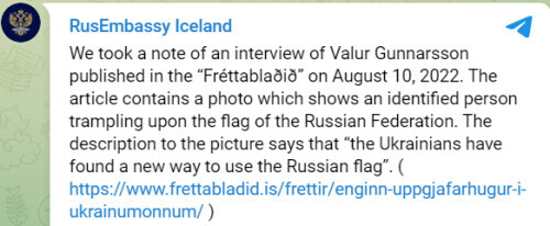 冰岛俄罗斯事件,冰岛对于俄乌冲突的行动